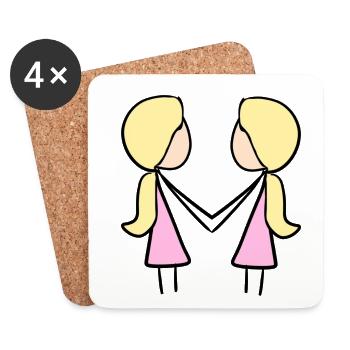 Mädchen Freunde Freundschaft blond rosa - Untersetzer (4er-Set) - Weiß - Vorne