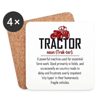 Tractor Definition Farm Farmer Farming Agriculture - Coasters (set of 4) - white - Front