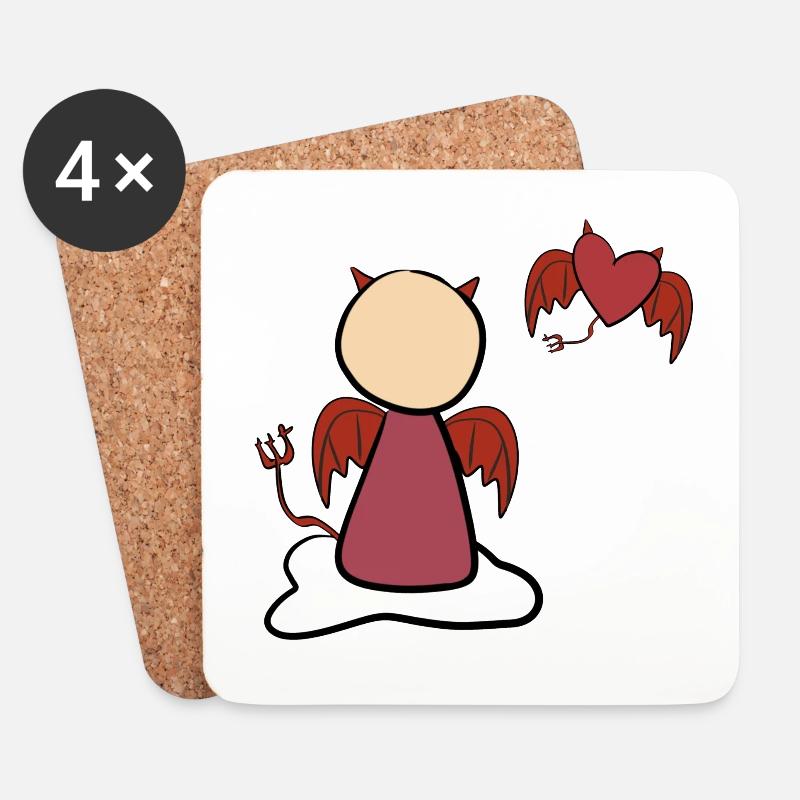 herz teufel böse mensch symbol - Untersetzer (4er-Set) - Weiß