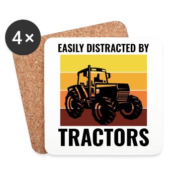 Agriculteur Agricole Agriculture Tracteur Drôle - Dessous de verre (lot de 4) - blanc - Devant