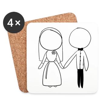 heirat braut bräutigam heiraten liebe - Untersetzer (4er-Set) - Weiß - Vorne