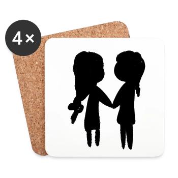 symbol friends friendship woman dark - Coasters (set of 4) - white - Front