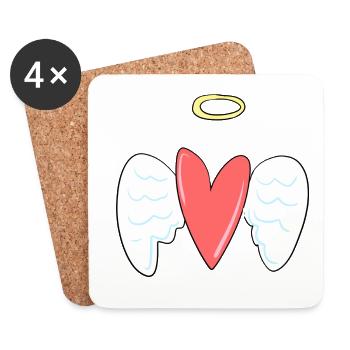 ange cœur rouge protéger l’amour anges gardiens anges - Dessous de verre (lot de 4) - blanc - Devant