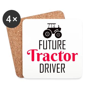 Little Farmer Tractor Baby Boy Girl Funny Saying - Coasters (set of 4) - white - Front