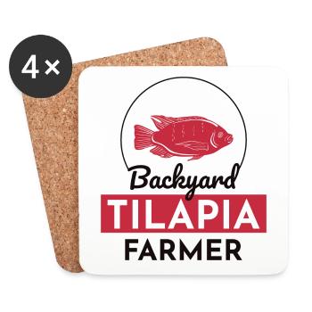 Backyard Tilapia Farmer Fish Farming Farm Funny - Coasters (set of 4) - white - Front