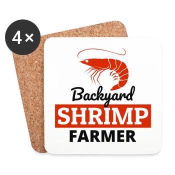Backyard Shrimp Farmer Fish Farming Farm Funny - Coasters (set of 4) - white - Front