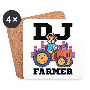 DJ Farmer Cat Farm Fahren Traktor Musik Lustig - Untersetzer (4er-Set) - Weiß - Vorne