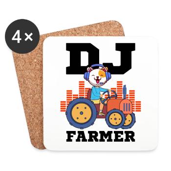 DJ Farmer Cat Farm Fahren Traktor Musik Lustig - Untersetzer (4er-Set) - Weiß - Vorne