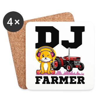 DJ Farmer Cat Farm Fahren Traktor Musik Lustig - Untersetzer (4er-Set) - Weiß - Vorne