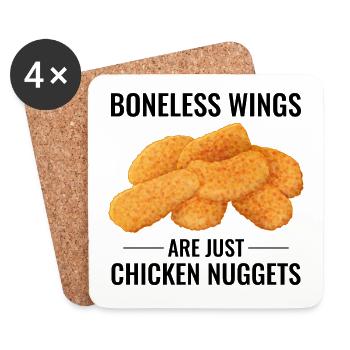 Nuggets de poulet Ailes désossées Foodie Dicton drôle - Dessous de verre (lot de 4) - blanc - Devant