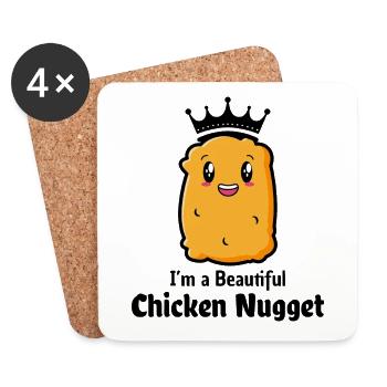 Nuggets de poulet Fast Food Dicton drôle - Dessous de verre (lot de 4) - blanc - Devant
