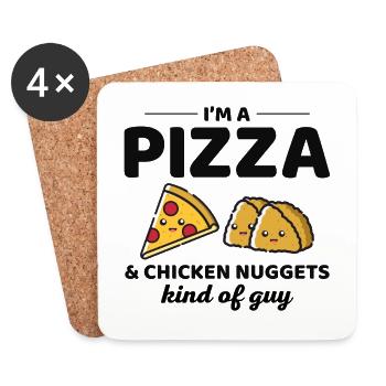 Pizza Poulet Nugget Amateurs Fast Food Dicton drôle - Dessous de verre (lot de 4) - blanc - Devant