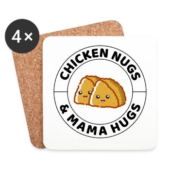 Chicken Nugs und Mama umarmen Fast Food lustiger Spruch - Untersetzer (4er-Set) - Weiß - Vorne