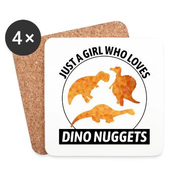 Huhn Nugget Fast Food Dinosaurier Dino Tier - Untersetzer (4er-Set) - Weiß - Vorne