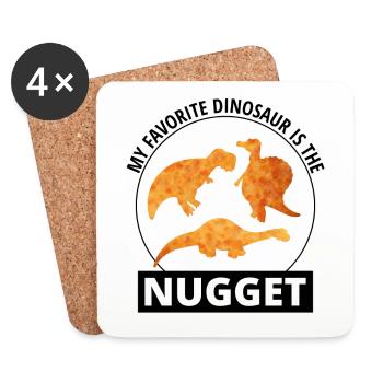 Huhn Nugget Fast Food Dinosaurier Dino Tier - Untersetzer (4er-Set) - Weiß - Vorne