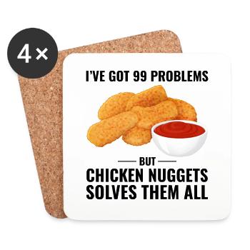 Chicken Nuggets Fast Food Funny Saying - Coasters (set of 4) - white - Front