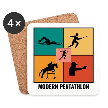 Moderner Fünfkampf - Fechten Schwimmen Reiten - Untersetzer (4er-Set) - Weiß - Vorne