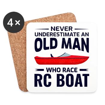 Rc Boat Racing Dad Powerboat Grandpa Fathers Day - Coasters (set of 4) - white - Front