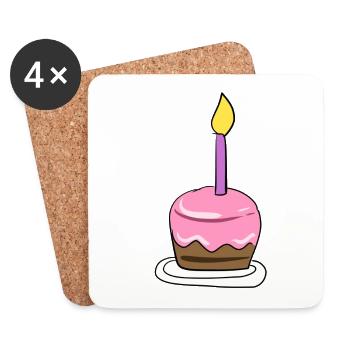 torte kuchen kerze geburtstag - Untersetzer (4er-Set) - Weiß - Vorne