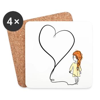 herz liebe mädchen symbol faden - Untersetzer (4er-Set) - Weiß - Vorne