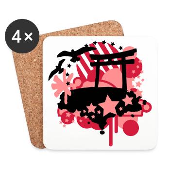 Japan-Style (Torii, Sterne) - Untersetzer (4er-Set) - Weiß - Vorne