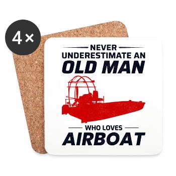 Airboat Fanboat Airboating Papa Grand-père Fête des pères - Dessous de verre (lot de 4) - blanc - Devant