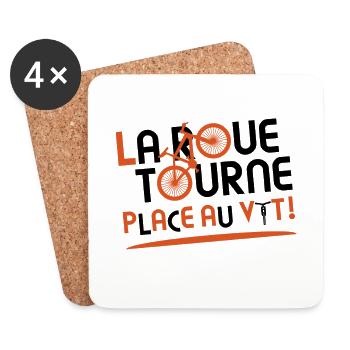 LA ROUE TOURNE, PLACE AU VTT ! (vélo) - Dessous de verre (lot de 4) - blanc - Devant