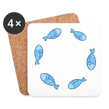 cercle poisson poisson nagent militants des droits des animaux - Dessous de verre (lot de 4) - blanc - Devant
