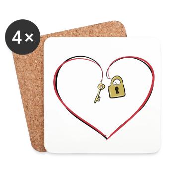 rotes herz schloss schlüssel liebe symbol - Untersetzer (4er-Set) - Weiß - Vorne