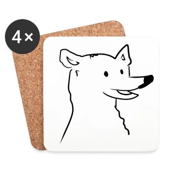 cartoon dog head symbol animal - Coasters (set of 4) - white - Front