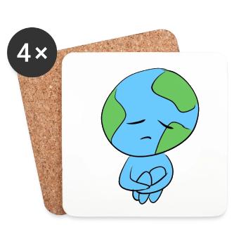 earth sad climate protection planet symbol - Coasters (set of 4) - white - Front
