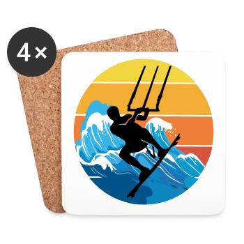 Kitesurf Kitesurf Kitesurf Vintage Rétro - Dessous de verre (lot de 4) - blanc - Devant