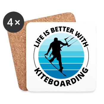 Kitesurfen Kitesurfen Kiteboarding Kiteboarder - Untersetzer (4er-Set) - Weiß - Vorne