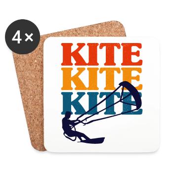 Retro Kitesurfen Kitesurfen Kiteboarding - Untersetzer (4er-Set) - Weiß - Vorne