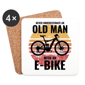 E-Bike Electric Bicycle Bike Cycling Dad Grandpa - Coasters (set of 4) - white - Front