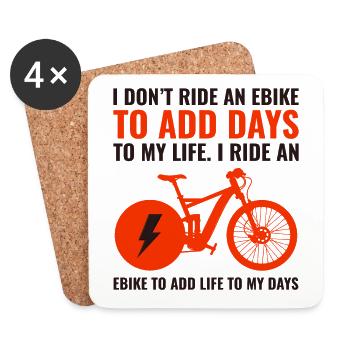E-Bike Electric Bicycle Bike Cycling Biker Mtb - Coasters (set of 4) - white - Front