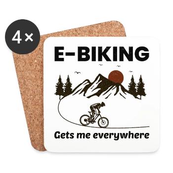 E-Bike Vélo électrique Vélo Cyclisme Biker VTT - Dessous de verre (lot de 4) - blanc - Devant
