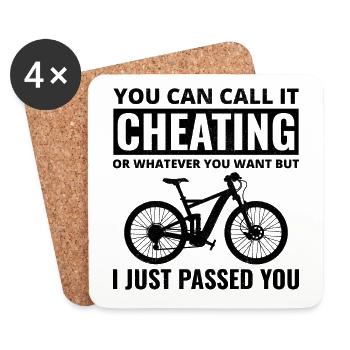 E-Bike Electric Bicycle Bike Cycling Biker Mtb - Coasters (set of 4) - white - Front