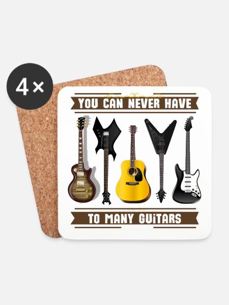 Gitarren Fan - You can never have to many Guitars - Untersetzer (4er-Set) - Weiß