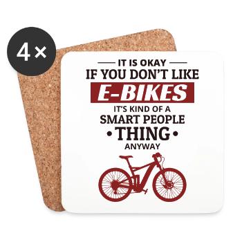 E-Bike Electric Bicycle Bike Cycling Biker Mtb - Coasters (set of 4) - white - Front