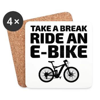 E-Bike Electric Bicycle Bike Cycling Biker Mtb - Coasters (set of 4) - white - Front