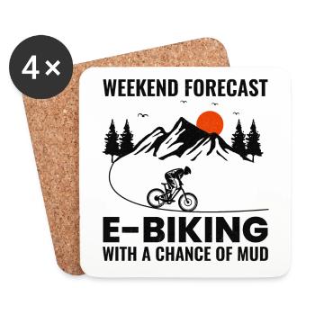 E-Bike Electric Bicycle Bike Cycling Biker Mtb - Coasters (set of 4) - white - Front