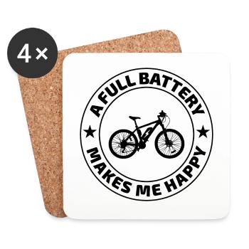 E-Bike Electric-Bike E-Cyclist Bicycling Rider - Coasters (set of 4) - white - Front