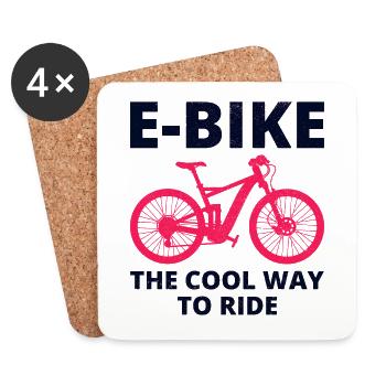 E-Bike Electric-Bike E-Cyclist Bicycling Rider - Coasters (set of 4) - white - Front