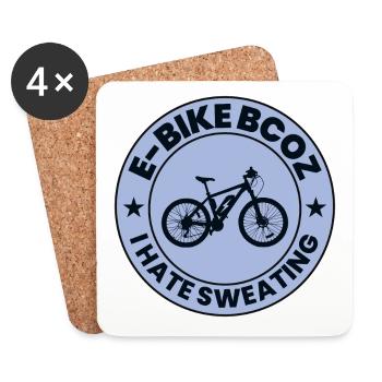 E-Bike Electric-Bike E-Cyclist Bicycling Rider - Coasters (set of 4) - white - Front