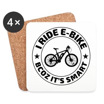 E-Bike Electric-Bike E-Cyclist Bicycling Rider - Coasters (set of 4) - white - Front