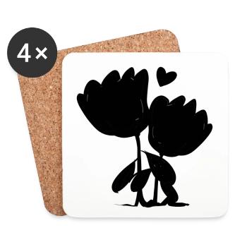 Blumen Rosen Pflanzen symbol - Untersetzer (4er-Set) - Weiß - Vorne