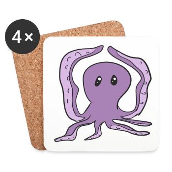 dancing octopus funny animal symbol - Coasters (set of 4) - white - Front