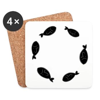 cercle poisson poisson nagent militants des droits des animaux - Dessous de verre (lot de 4) - blanc - Devant