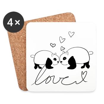 Dear Animals Pandas Panda Symbol - Coasters (set of 4) - white - Front